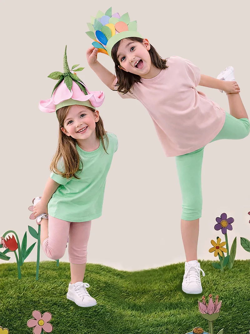 ج&مشب بنطلون بناتي قطعتين وردي ونعناعي